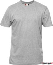 T-shirt en coton col rond gris chiné 